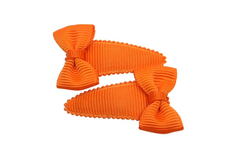 Baby haarspeldjes met strikjes oranje - Staartjes en Strikjes