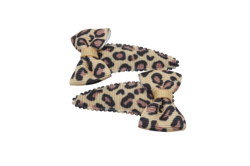 Baby haarspeldjes met strikjes panter - Staartjes en Strikjes