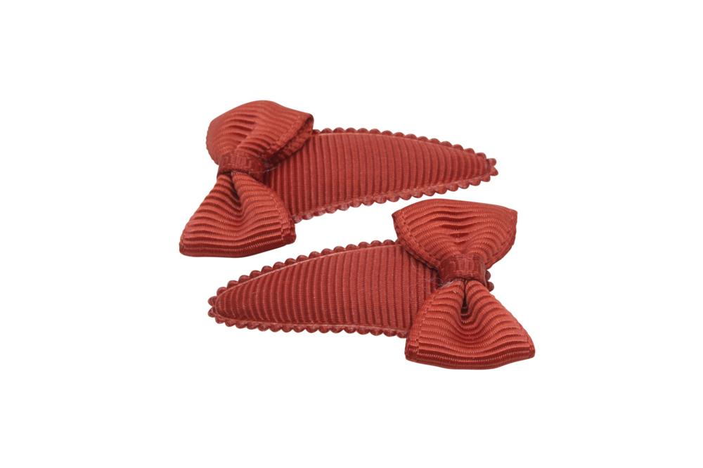 Baby haarspeldjes met strikjes roest bruin - Staartjes en Strikjes