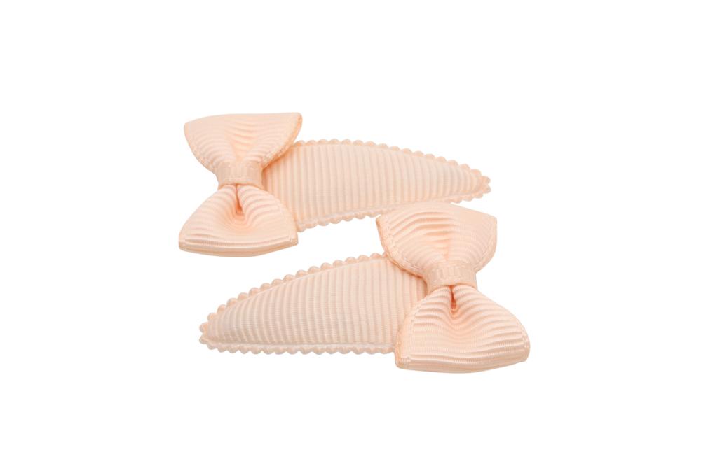 Baby haarspeldjes met strikjes zalm roze - Staartjes en Strikjes