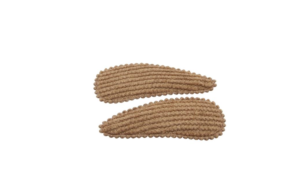 Baby haarspeldjes ribstof bruin - Staartjes en Strikjes