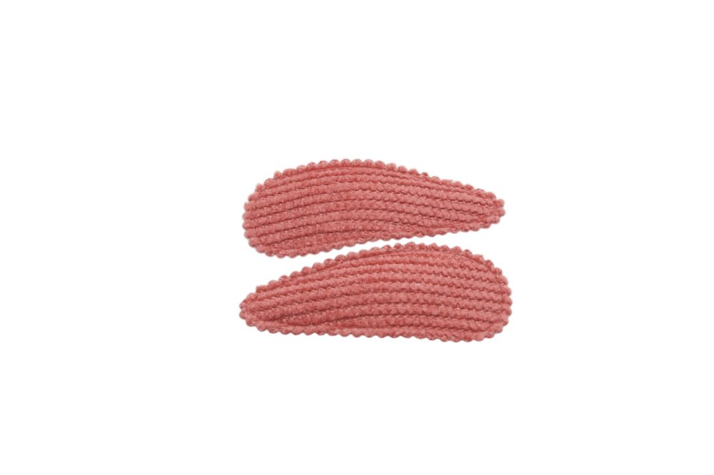 Baby haarspeldjes ribstof dusty rose - Staartjes en Strikjes