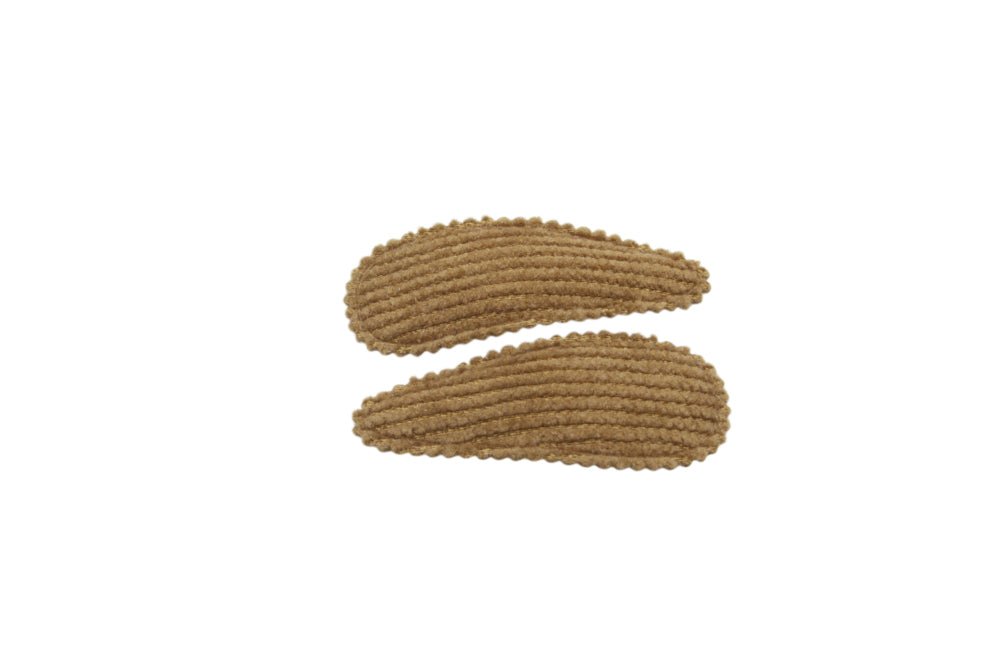 Baby haarspeldjes ribstof turf tan bruin - Staartjes en Strikjes