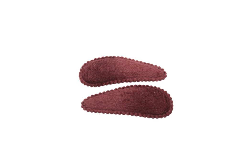 Baby haarspeldjes veloers bordeaux rood - Staartjes en Strikjes