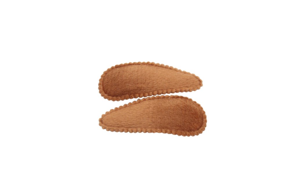 Baby haarspeldjes veloers koper bruin - Staartjes en Strikjes