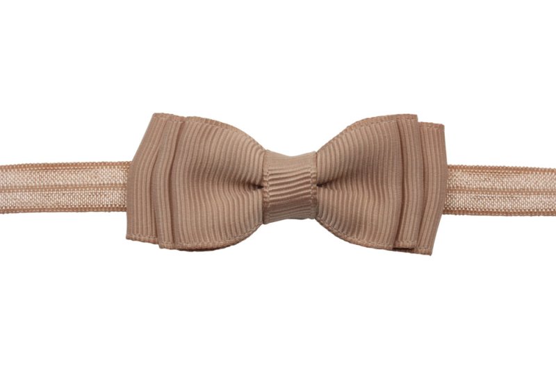 Babyhaarbandje strikje natural brown - Staartjes en Strikjes