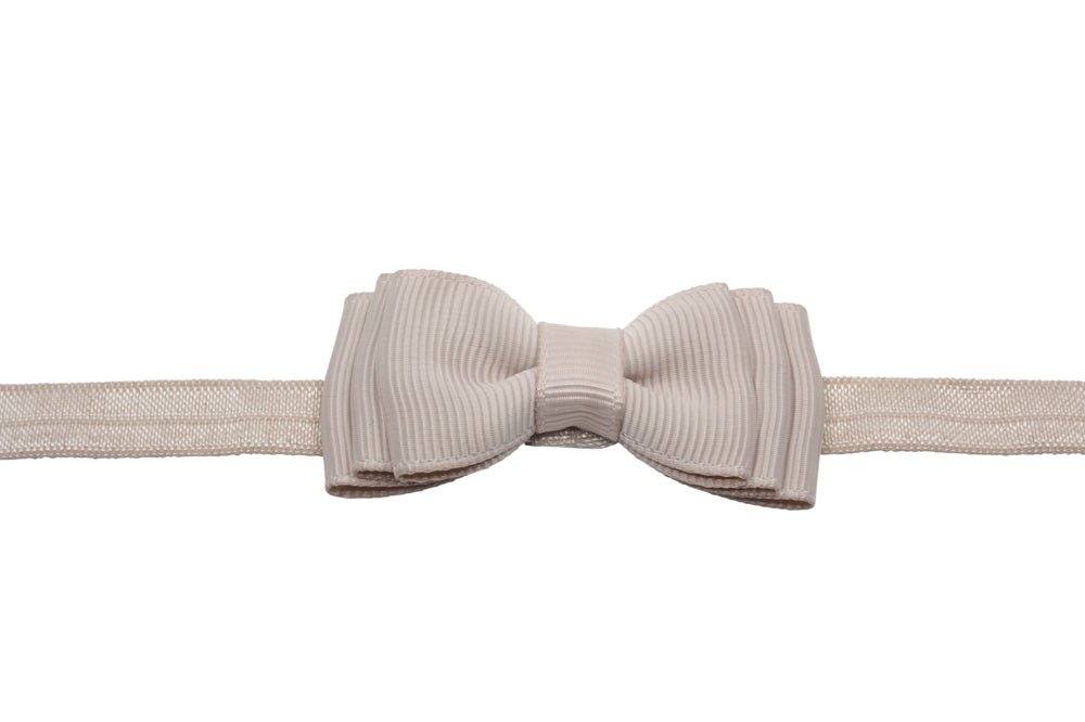 Babyhaarbandje strikje taupe - Staartjes en Strikjes