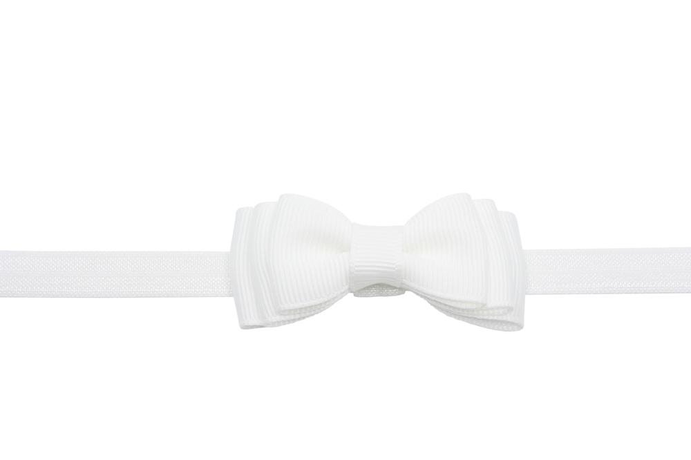 Babyhaarbandje strikje wit - Staartjes en Strikjes