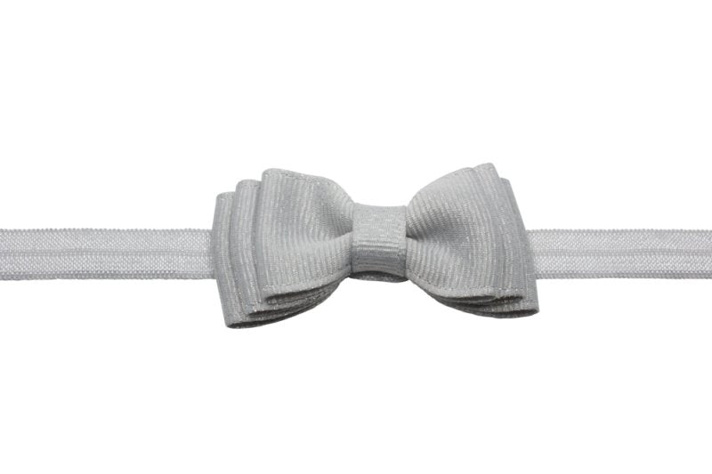 Babyhaarbandje strikje zilvergrijs met glittertje - Staartjes en Strikjes