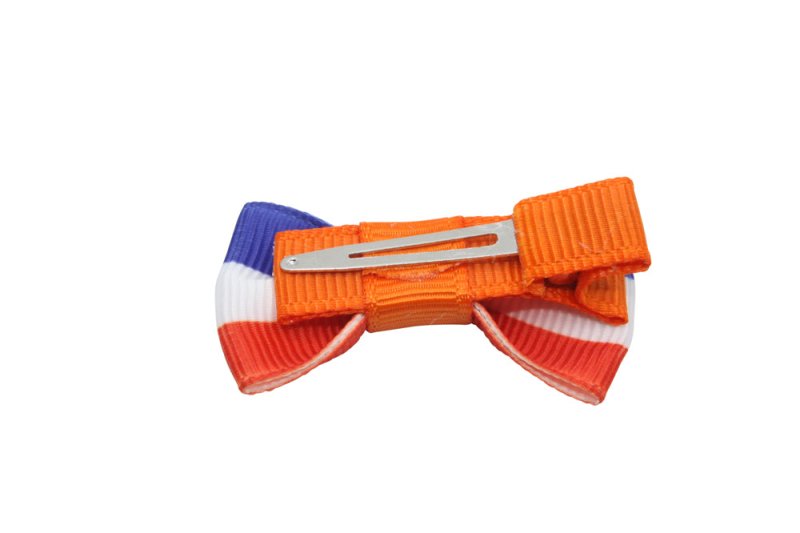 Baby/peuter haarstrikje klein oranje "Holland" - Staartjes en Strikjes