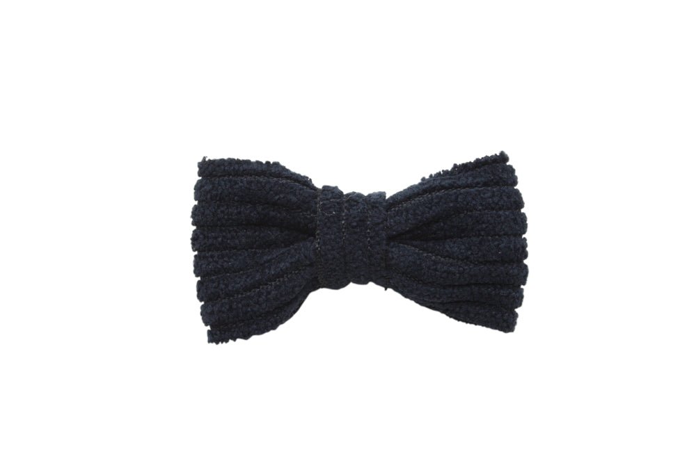 Baby/peuter haarstrikje klein ribstof donker blauw - Staartjes en Strikjes