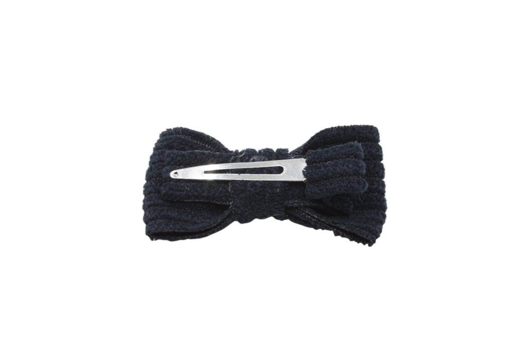 Baby/peuter haarstrikje klein ribstof donker blauw - Staartjes en Strikjes