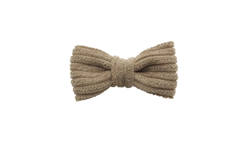 Baby/peuter haarstrikje klein ribstof fossil bruin - Staartjes en Strikjes
