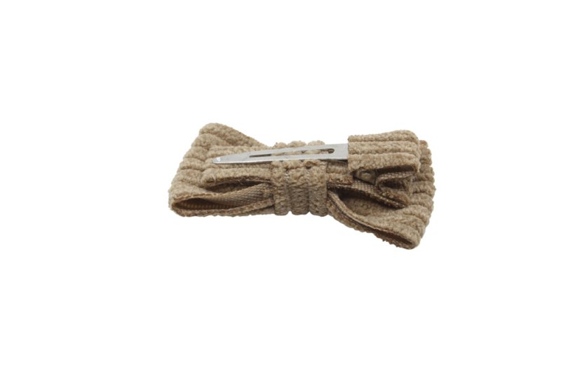 Baby/peuter haarstrikje klein ribstof fossil bruin - Staartjes en Strikjes
