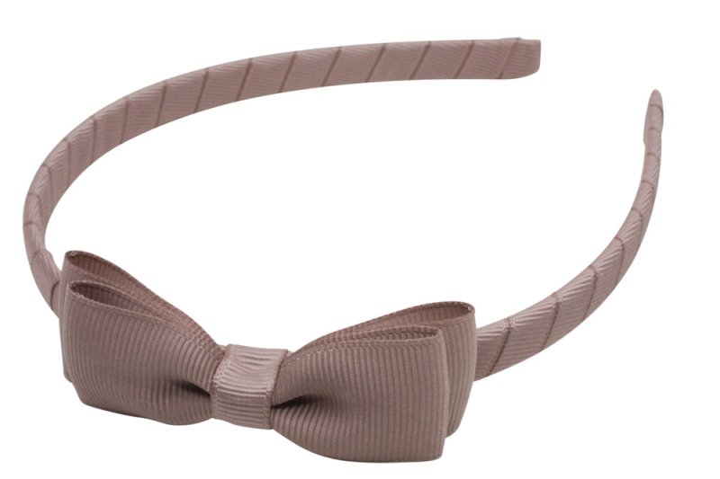 Diadeem/haarband ginger snap bruin met dubbel smal strikje - Staartjes en Strikjes