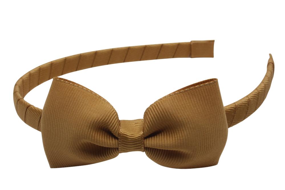 Diadeem/haarband goud bruin met vlinder strikje - Staartjes en Strikjes