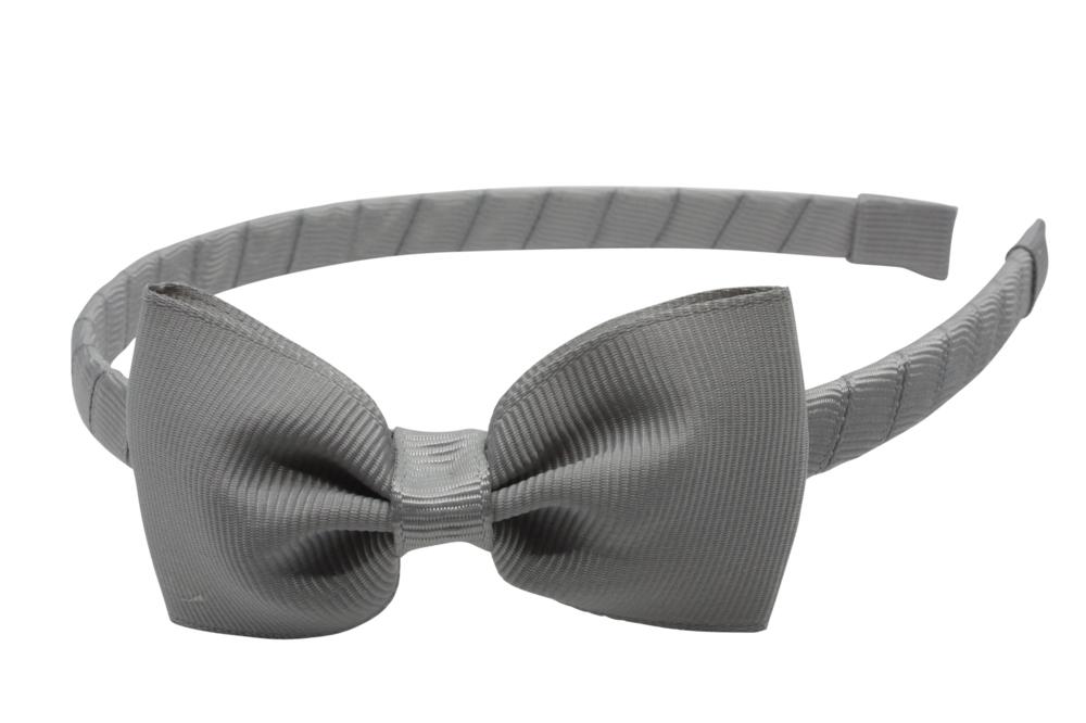 Diadeem/haarband grijs met vlinder strikje - Staartjes en Strikjes