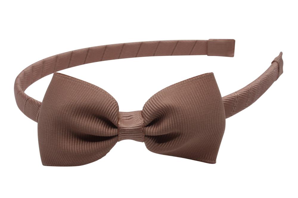 Diadeem/haarband pecan bruin met vlinder strikje - Staartjes en Strikjes