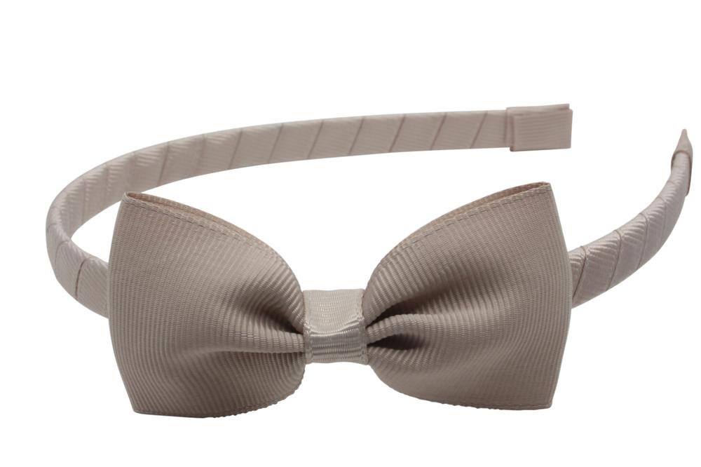 Diadeem/haarband taupe met vlinder strikje - Staartjes en Strikjes