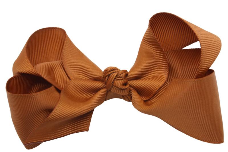 Extra grote haarstrik koper bruin - Staartjes en Strikjes