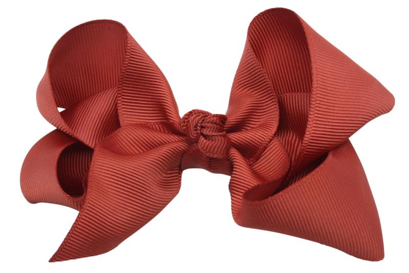 Extra grote haarstrik roest bruin - Staartjes en Strikjes