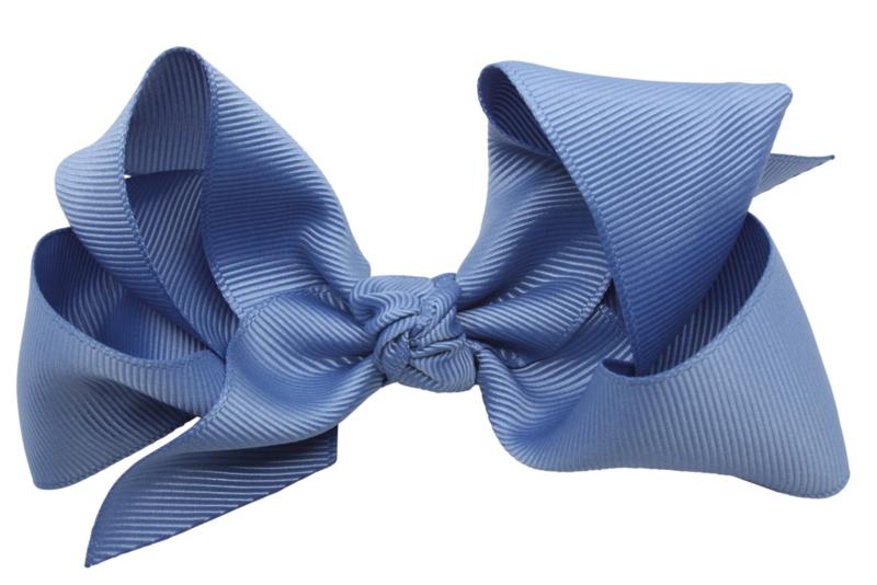 Extra grote haarstrik smoke blue - Staartjes en Strikjes