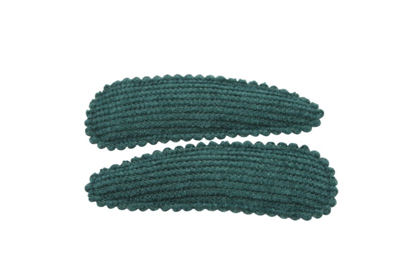 Haarspeldjes ribstof donkergroen - Staartjes en Strikjes