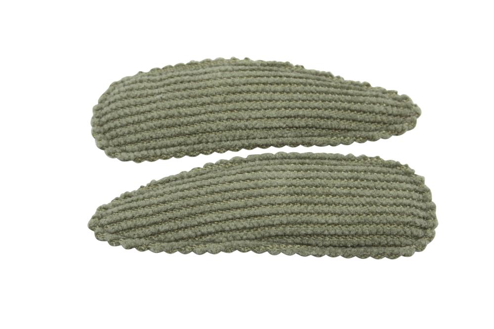 Haarspeldjes ribstof mosgroen - Staartjes en Strikjes