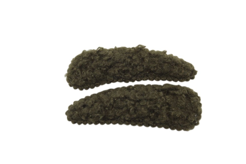 Haarspeldjes teddy/wollig mosgroen - Staartjes en Strikjes