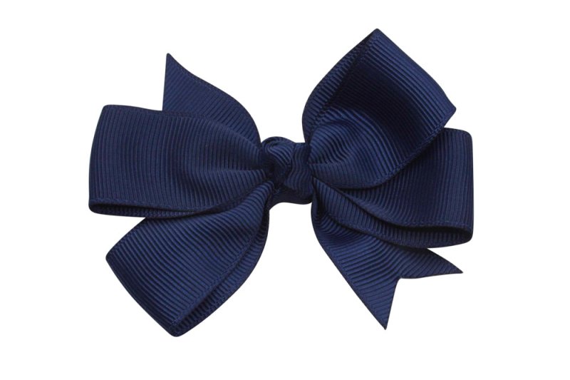 Haarstrik groot donker blauw stijl 2 - Staartjes en Strikjes