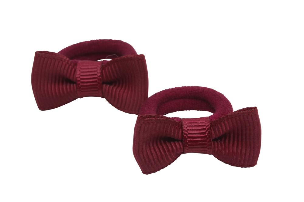 Kleine elastiekjes met mini strikjes bordeaux rood - Staartjes en Strikjes
