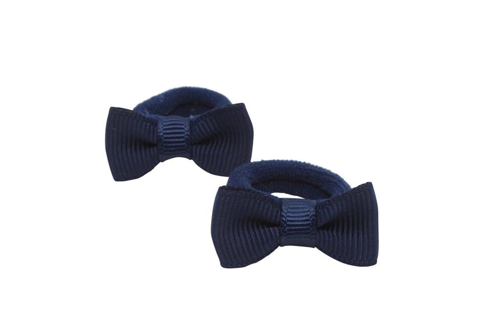Kleine elastiekjes met mini strikjes donker blauw - Staartjes en Strikjes