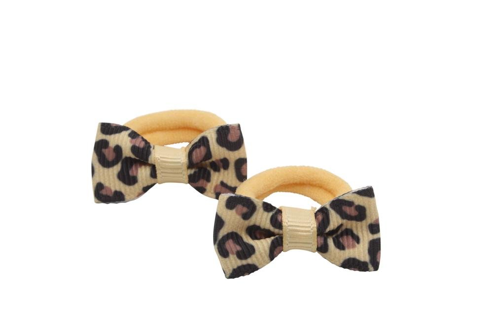 Kleine elastiekjes met mini strikjes panter print - Staartjes en Strikjes