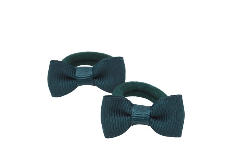 Kleine elastiekjes met mini strikjes teal groen - Staartjes en Strikjes