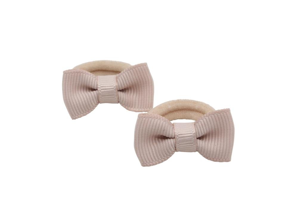 Kleine elastiekjes met mini strikjes vanille - Staartjes en Strikjes