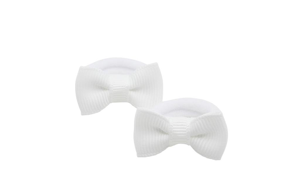 Kleine elastiekjes met mini strikjes wit - Staartjes en Strikjes