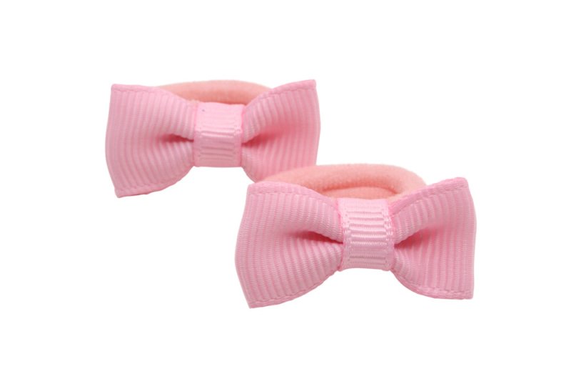 Kleine elastiekjes met mini strikjes zacht roze - Staartjes en Strikjes