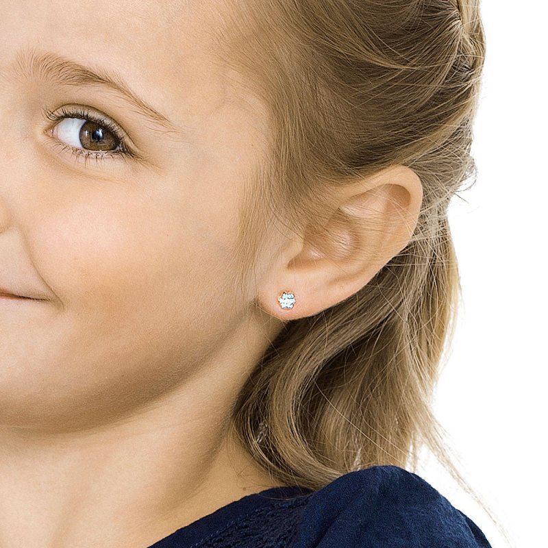 Oorbellen Blomdahl huidvriendelijk bloemetje aqua blauw (incl. achterkantjes) - Staartjes en Strikjes