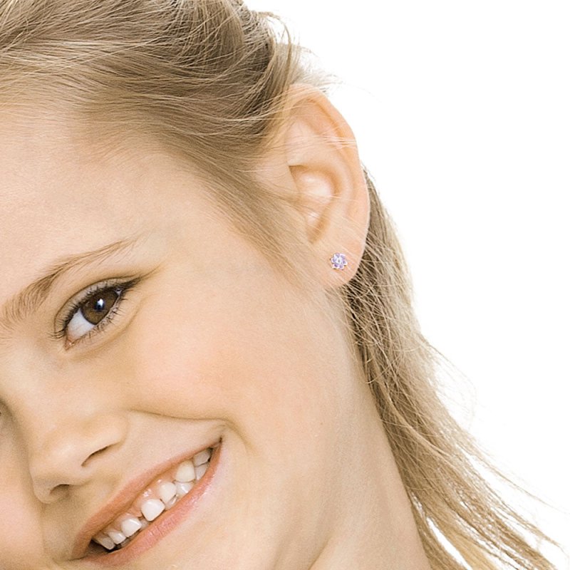 Oorbellen Blomdahl huidvriendelijk bloemetje licht paars (incl. achterkantjes) - Staartjes en Strikjes