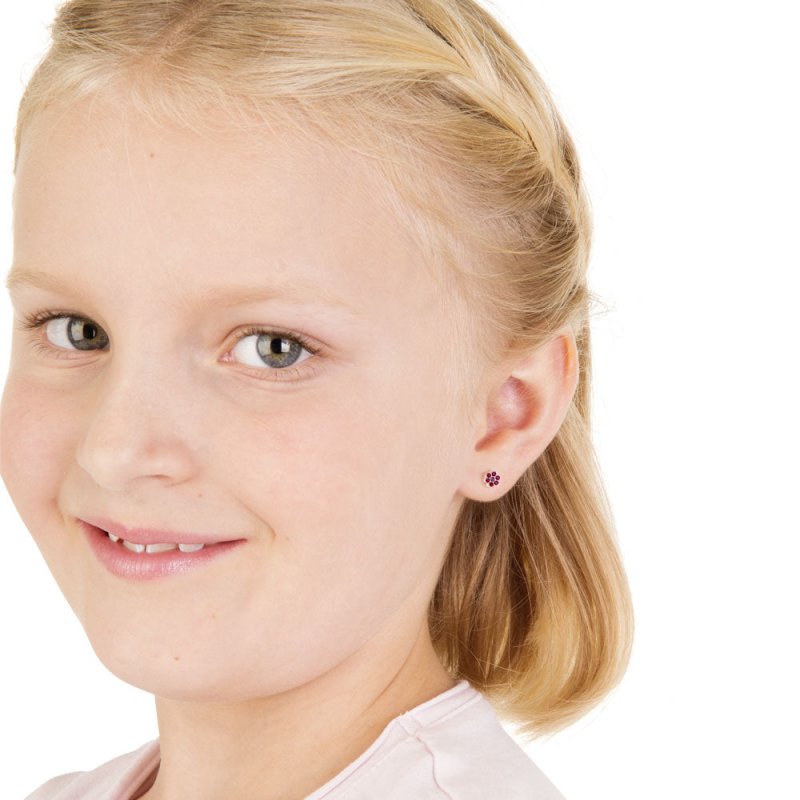 Oorbellen Blomdahl huidvriendelijk bloemetje lichtroze/paars (incl. achterkantjes) - Staartjes en Strikjes