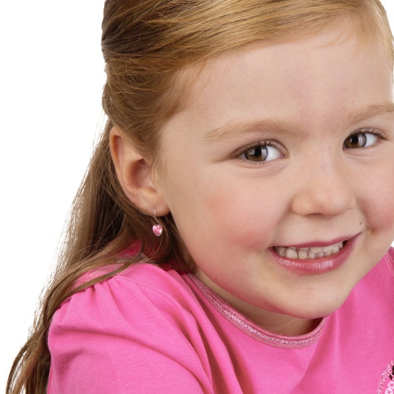 Oorbellen Blomdahl huidvriendelijk hanger hartjes licht roze (incl. achterkantjes) - Staartjes en Strikjes