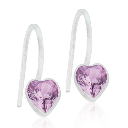 Oorbellen Blomdahl huidvriendelijk hanger hartjes Swarovski crystal licht paars - Staartjes en Strikjes