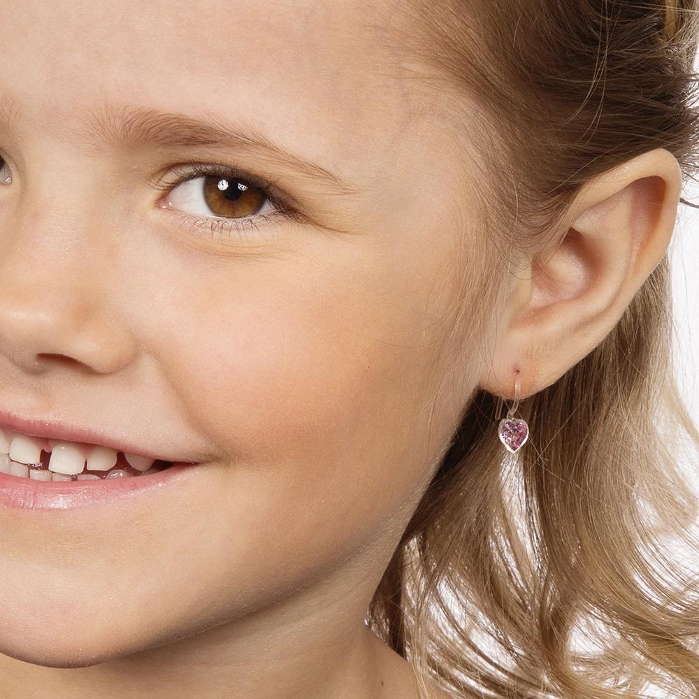 Oorbellen Blomdahl huidvriendelijk hanger hartjes Swarovski crystal licht paars - Staartjes en Strikjes