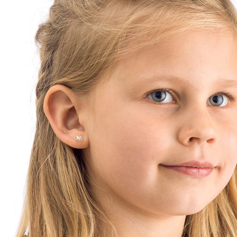 Oorbellen Blomdahl huidvriendelijk sterretjes rainbow (incl. achterkantjes) - Staartjes en Strikjes