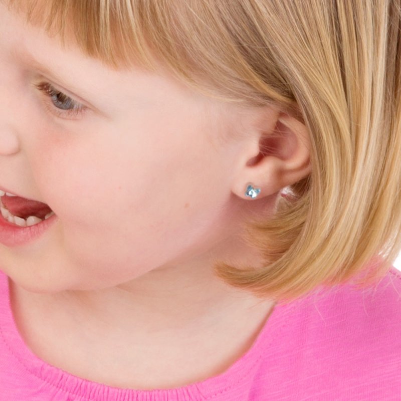 Oorbellen Blomdahl huidvriendelijk vlindertje aqua blauw (incl. achterkantjes) - Staartjes en Strikjes