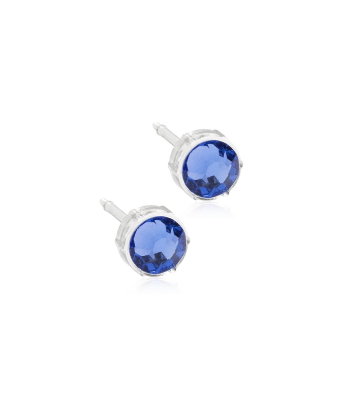 Oorbellen Blomdahl medical plastic knopje blue violet 6 mm. (incl. achterkantjes) - Staartjes en Strikjes