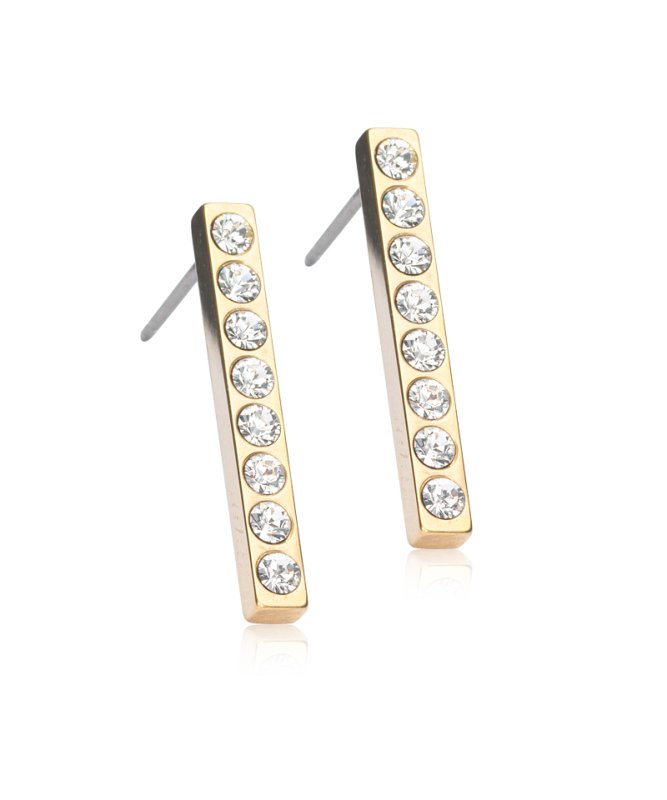 Oorbellen Blomdahl titanium 20 mm met crystalletjes goudkleurig (incl. achterkantjes) - Staartjes en Strikjes