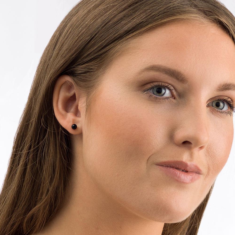 Oorbellen Blomdahl titanium bolletje zwart 5 mm. - Staartjes en Strikjes