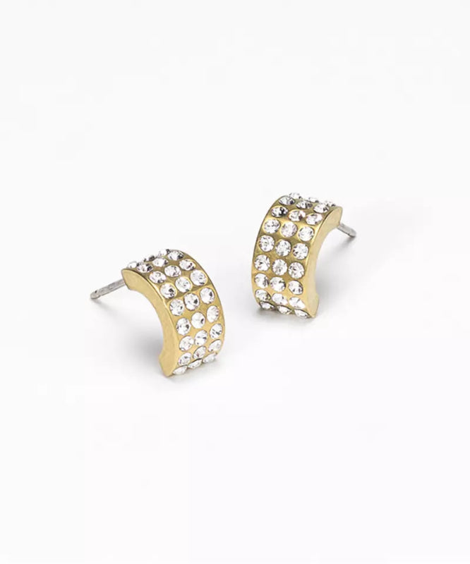 Oorbellen Blomdahl titanium boogje goudkleurig 10 mm met crystal (incl. achterkantjes) - Staartjes en Strikjes