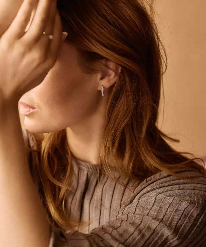 Oorbellen Blomdahl titanium boogje met crystal steentjes 15 mm. (incl. achterkantjes) - Staartjes en Strikjes